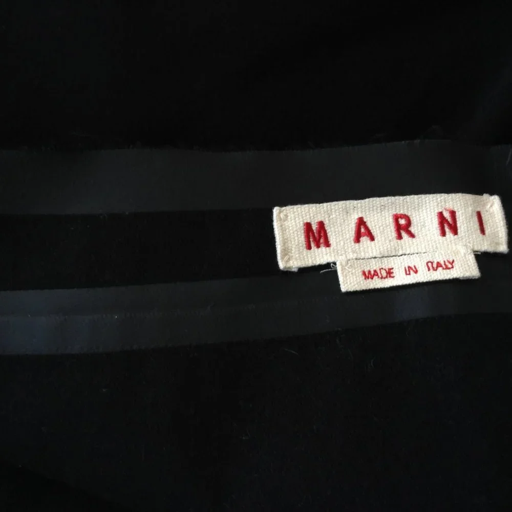 Marni Black Wool Raw Edge Tulip Mini Skirt Italy IT 40 US 2 4 High Waist Pencil